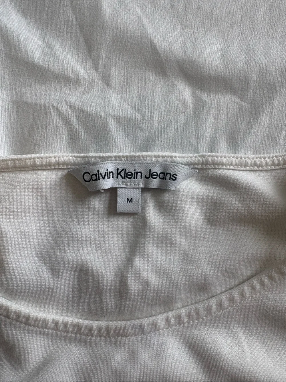 Calvin Klein White Cropped Tank with cK Logo